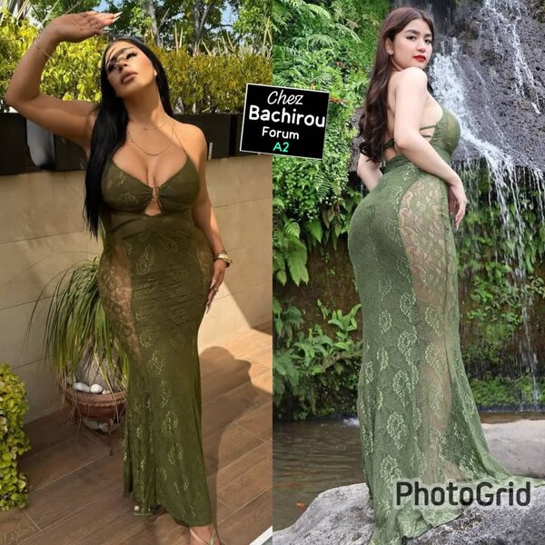 Robe Longue en Dentelle Verte
