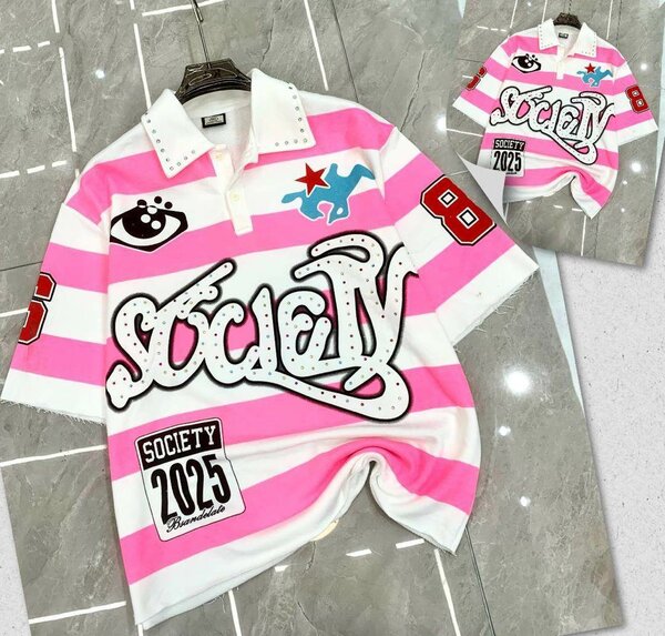 Polo rayé logo Society