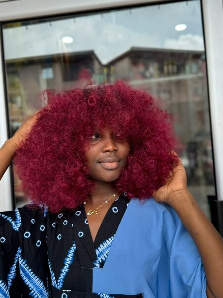 Perruque Afro Bouclée Rouge