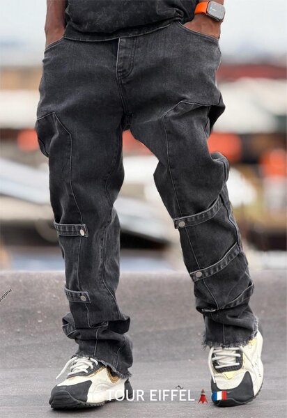 Jean cargo noir stylé