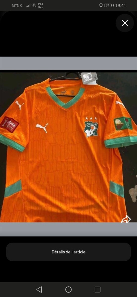 Maillot Côte d'Ivoire 2023