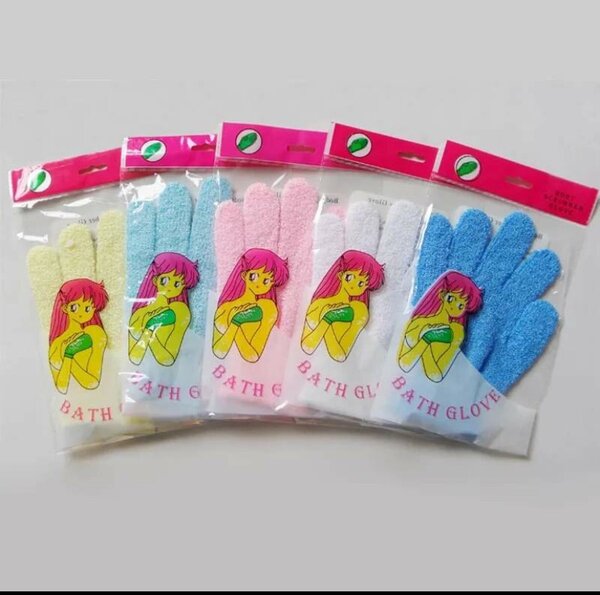 Gants de bain exfoliants colorés