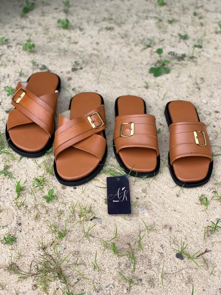 Sandales en cuir marron tendance