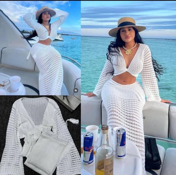 Robe de Plage Crochet Blanche