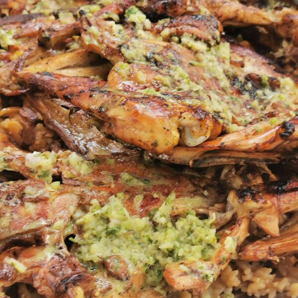 Poulet flambée a l'ail