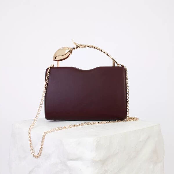 Sac à main femme luxe bordeaux chaîne
