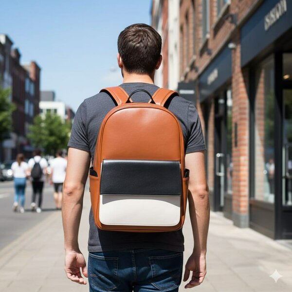 Sac à dos en cuir marron