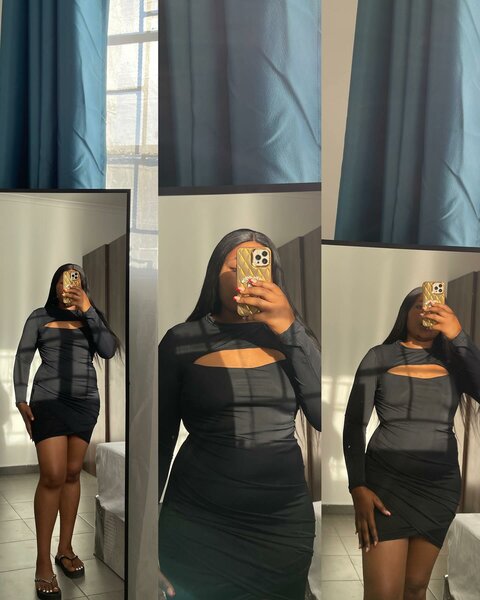 Women's Short Black Dress with Long Sleeves,  size S/M