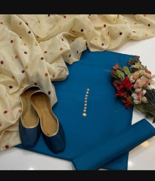 Women unstitched katan silk suit