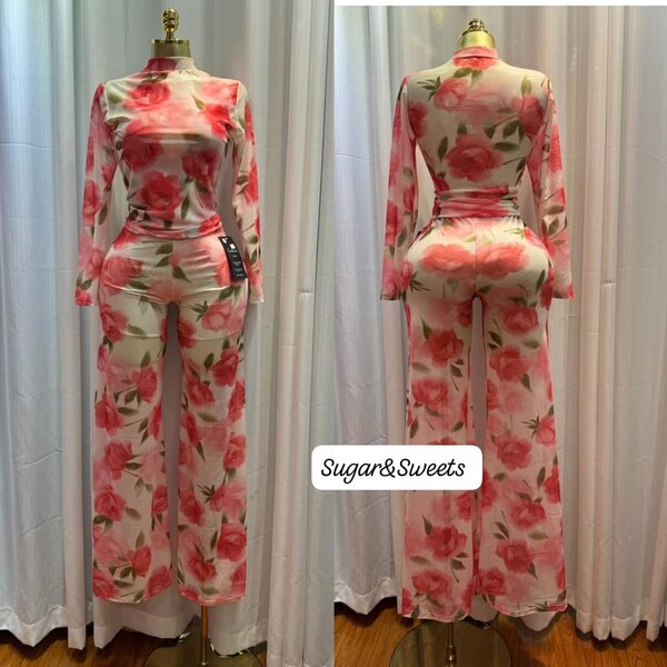 Ensemble Fleuri Transparent Femme