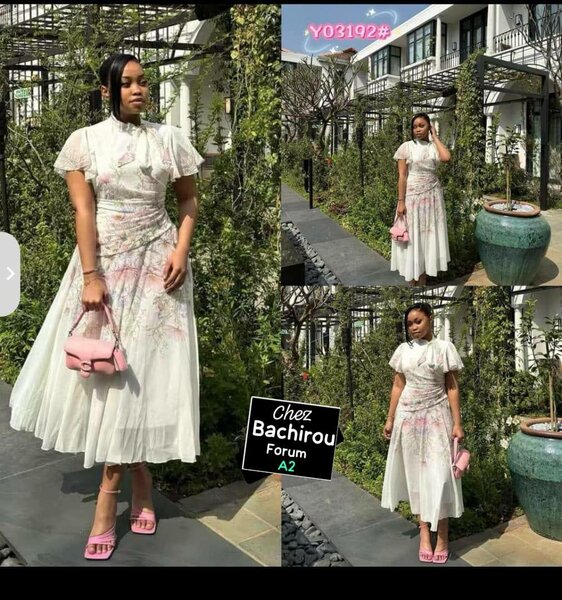 Robe blanche en dentelle et tulle à fleurs