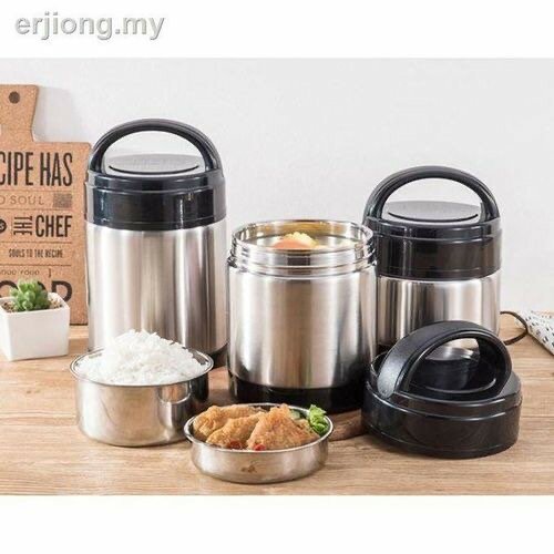 Food Flask Food Warmer - Silver/Black