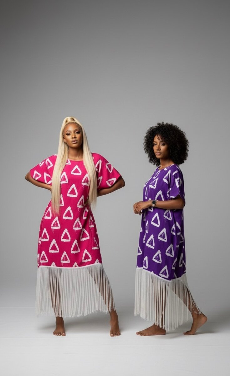 Robe à franges géométrique