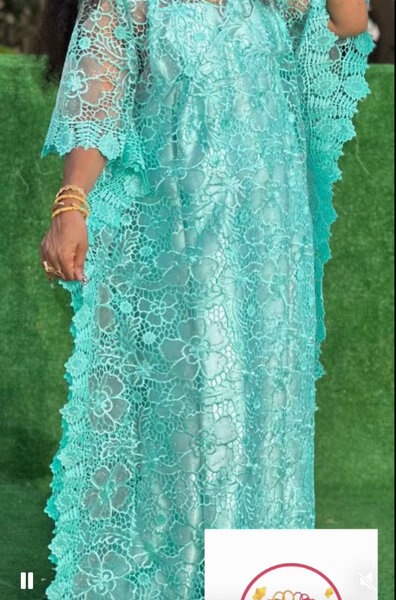 Robe Caftan Dentelle Bleu