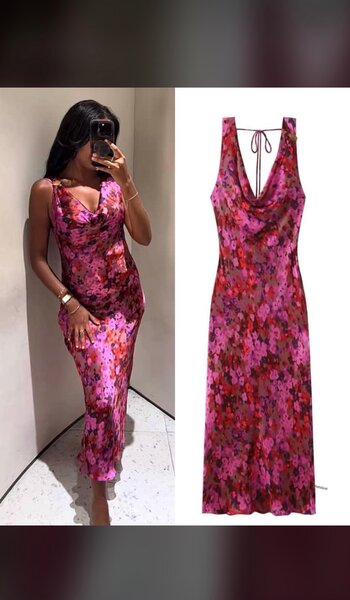 Robe longue fleurie rose