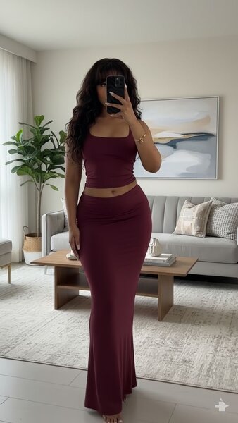 Robe longue moulante bordeaux