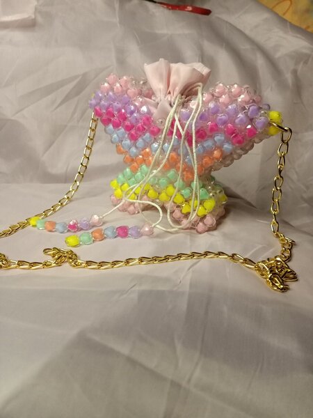 Multi color hand made beaded butterfly bag