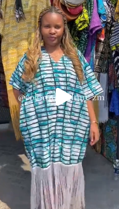 Women's dress with print and fringe