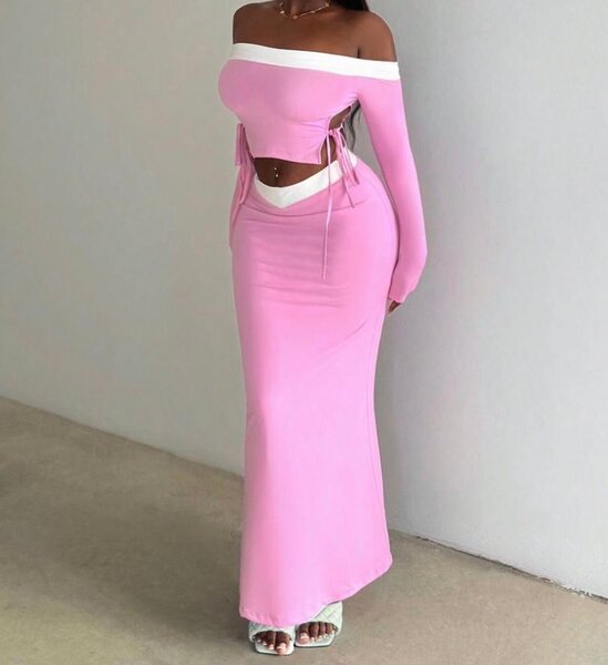 Robe Rose Épaules Dénudées