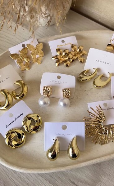 Boucles d'oreilles en acier inoxydable doré