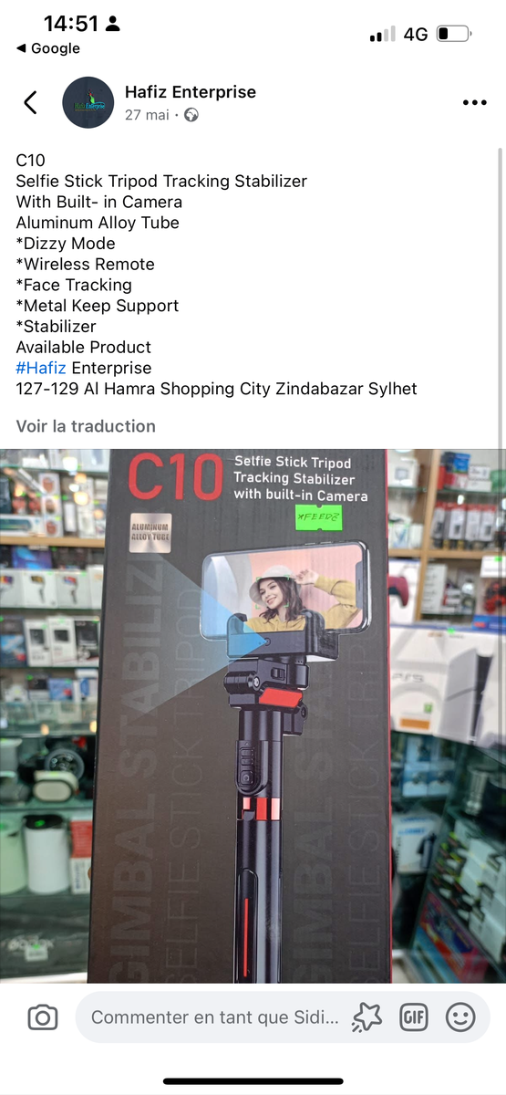 Stabilisateur Selfie Trépied C10