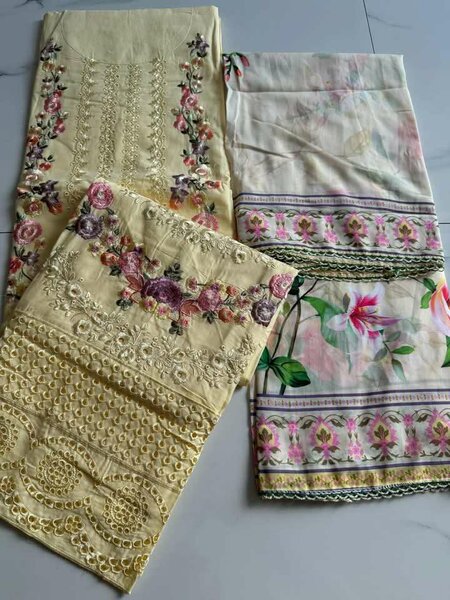 Ladies Embroidery unstitched viscose dress