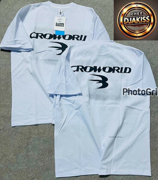 T-shirt blanc imprimé CROWORLD