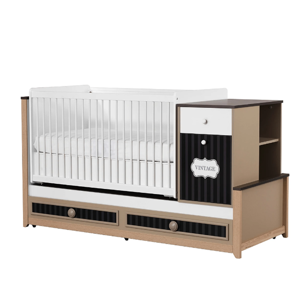 Lit bébé avec rangement et moustiquaire