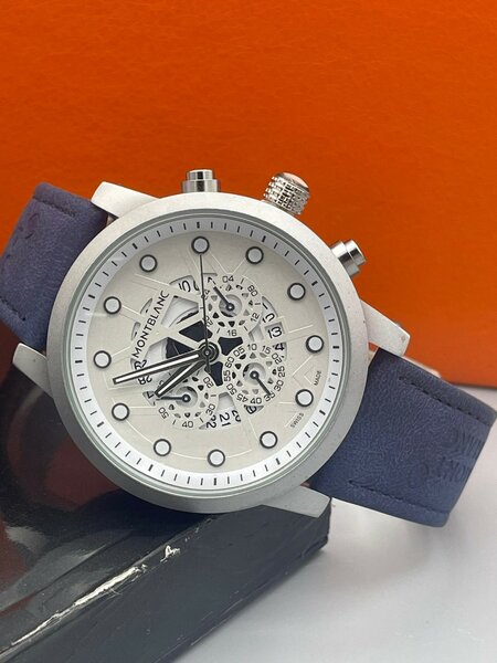Mint blanc men leather watch