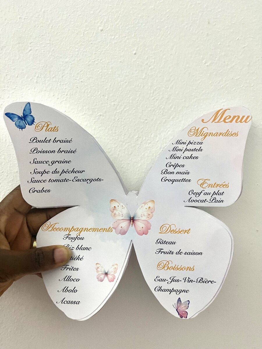 Menus personnalisés décoratifs