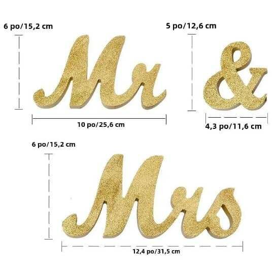 Décoration "Mr & Mrs" en or pailleté