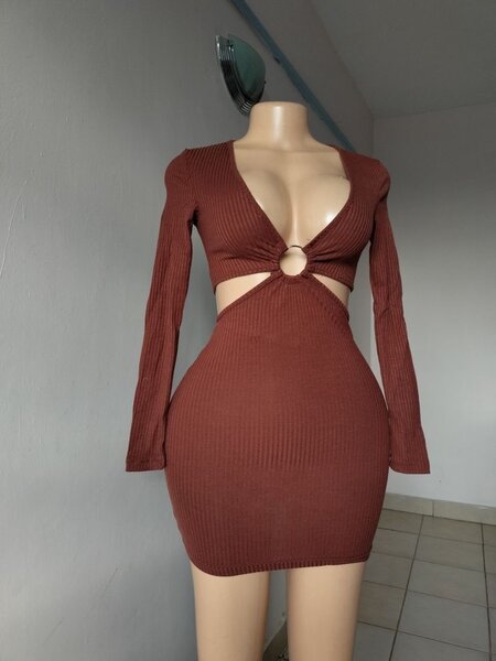 Robe moulante découpée chic