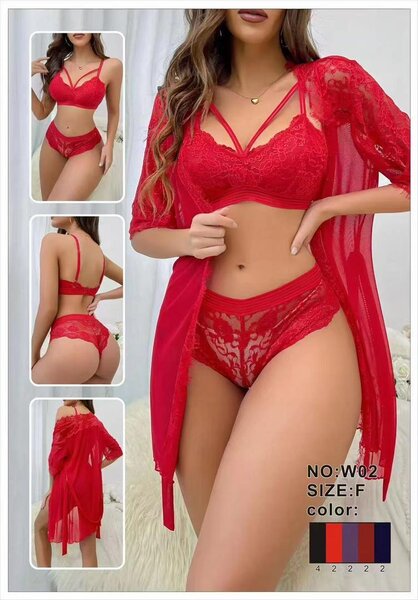 Ensemble lingerie rouge en dentelle