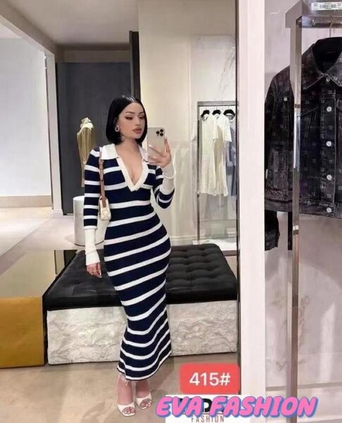 Robe Rayée Élégante Femme