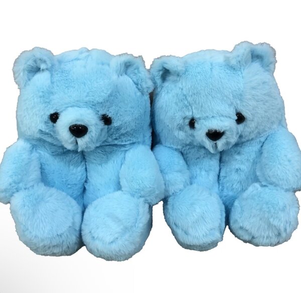 Plush teddy slippers