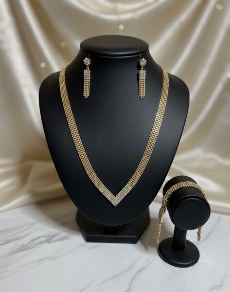 Set Collier et Boucles d'Oreilles Dorés