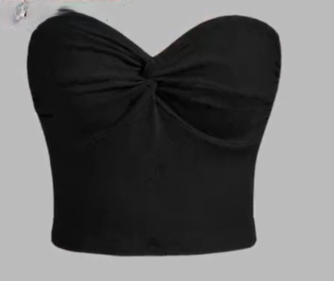 Twist boob tube tops, black