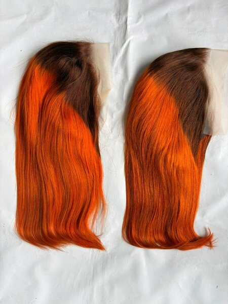 Perruque en dentelle ombrée rousse