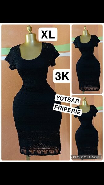 Robe moulante dentelle noire XL