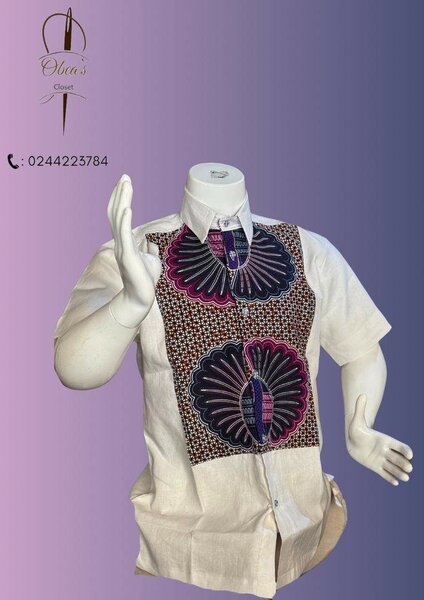 Wax print shirt with Linen