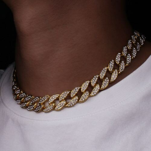 Rhinestone Cuban Chain Men's Hip Hop Necklace Bracelet Women