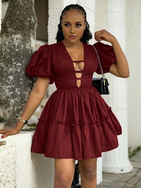 Robe chic rouge en coton