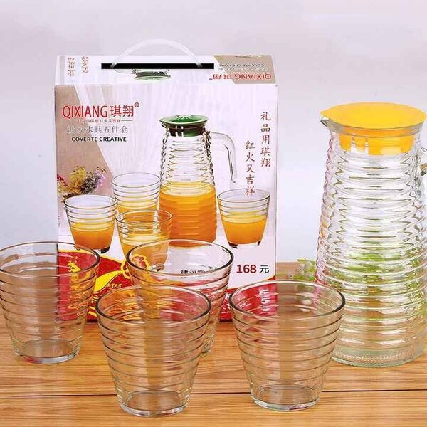 5pcs glass water pitcher and cups set