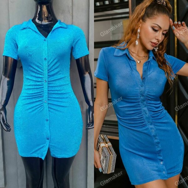 Robe chemise bleue élégante