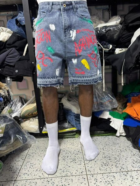Short en jean graffiti homme