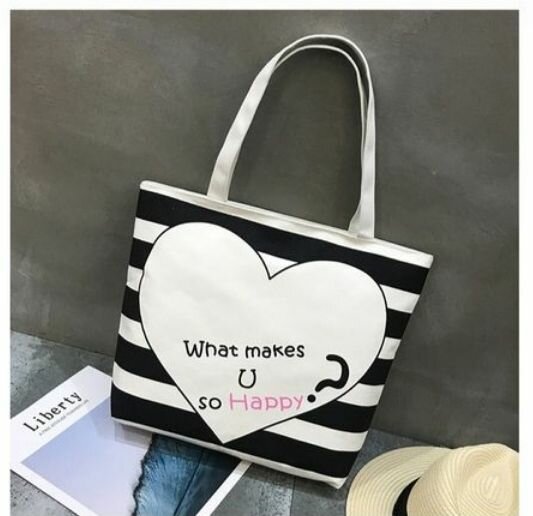 Sac cabas rayé en toile