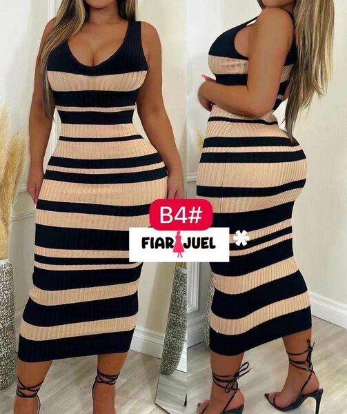 Robe midi rayée élégante