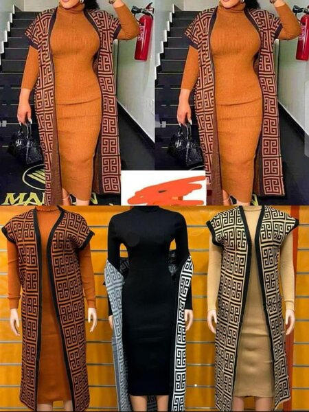 Robe longue élégante motif grecque