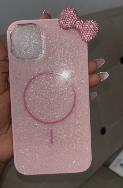 Coque téléphone rose avec nœud
