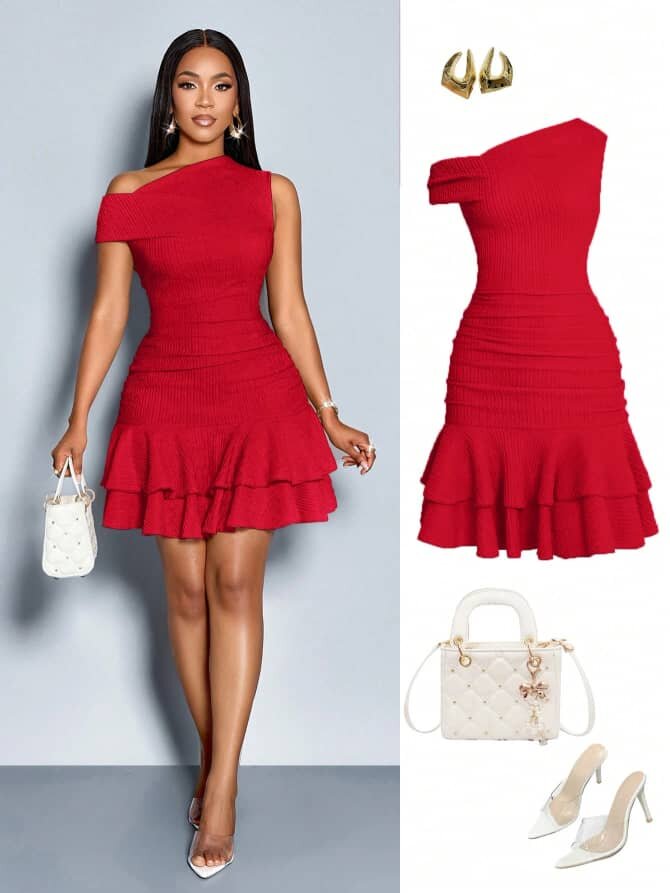 Robe Cocktail à Épaule Dénudée